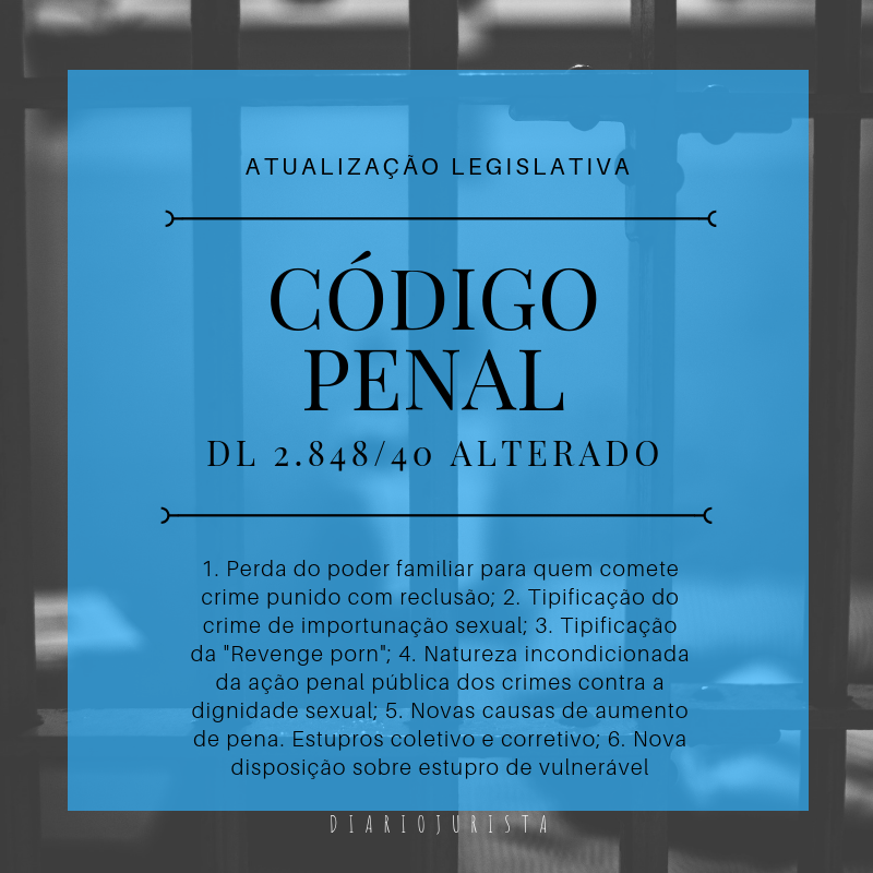 Código penal - Atualização legislativa (Leis 13.715 13.718 de 2018) 