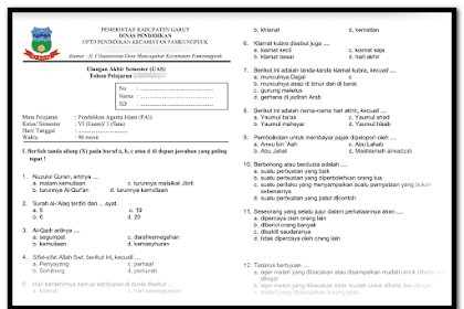 Contoh Soal Uas Pai Ktsp Kelas 6 Sd