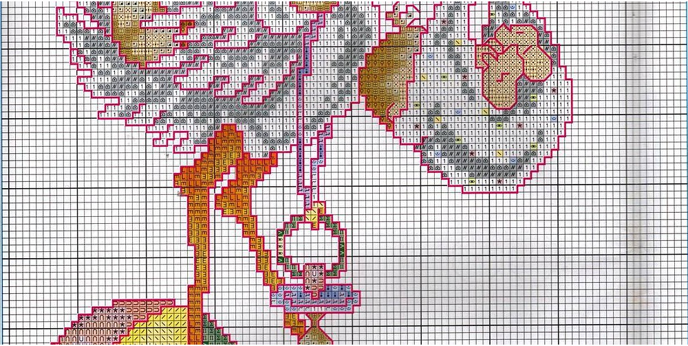 Вышивка крестом аист с младенцем схема