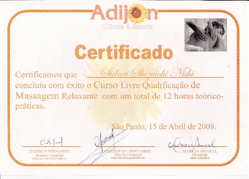Curso De Massagista Online Gratis Com Certificado terapeuta oriental: certificados