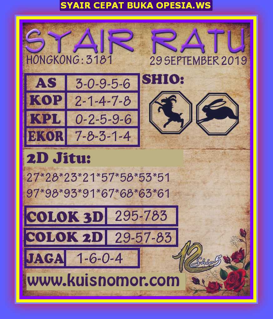 1 New Message) Kode Syair Hongkong 29 September 2019 - Forum Syair Togel  Hongkong Singapura Sydney