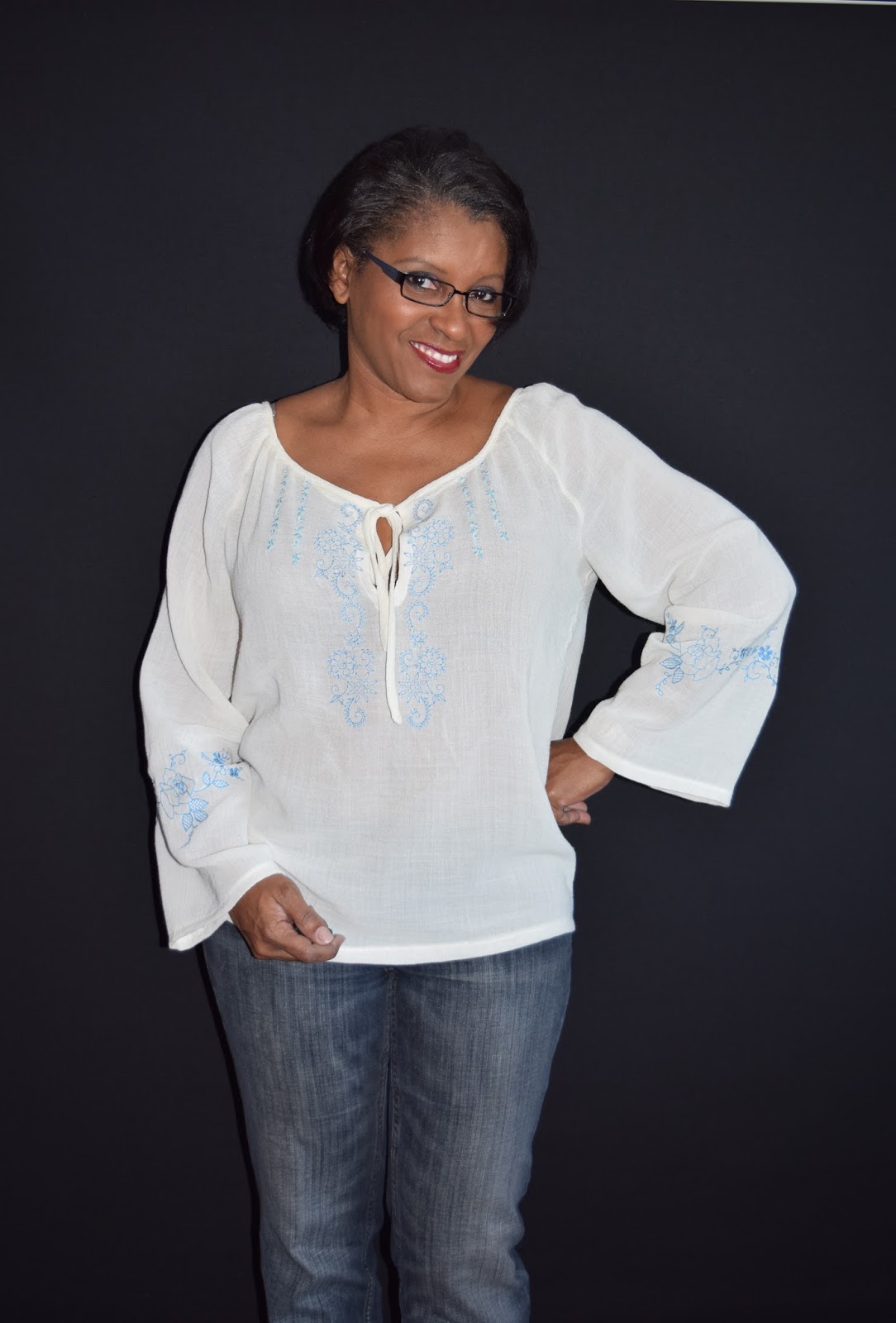 Sew-To-Fit by A.D. Lynn: DIY Embroidered Gauze Blouse- Simplicity 1162