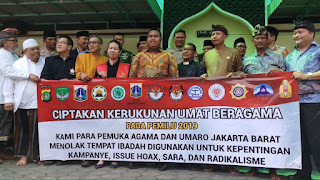 Pemasangan Seribu Spanduk Kerukunan Umat Beragama di Tempat Ibadah Se-Jakarta Barat Sebagai Pertanda Pemilu Aman dan Damai