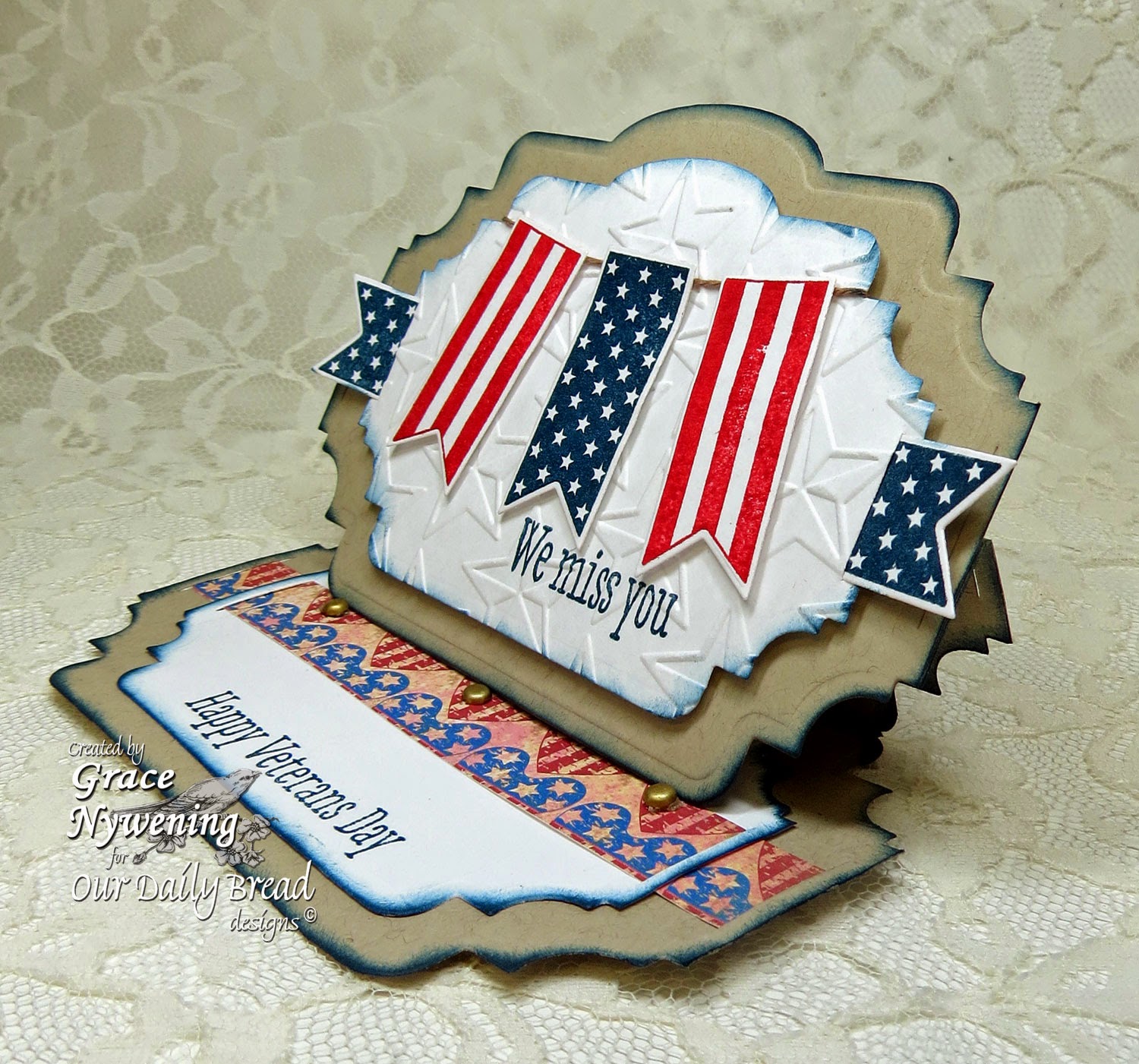 ODBD Stamps Patriotic Pennants, designed by Grace Nywening