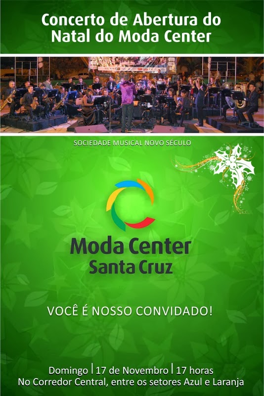 Domingo no Moda Center Santa Cruz tem Concerto de Abertura do Natal com a Banda Novo Século