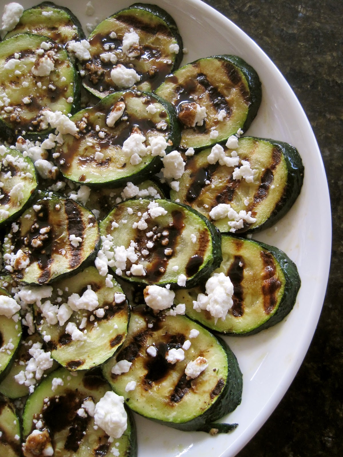 Grilled Zucchini with Goat Cheese and BalsamicHoney Syrup