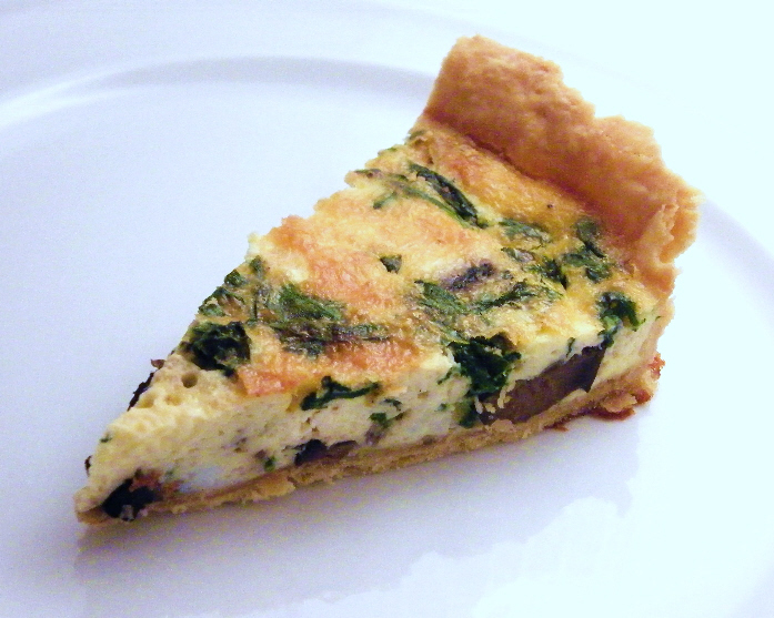 Mushroom, Spinach and Feta Quiche Tinned Tomatoes