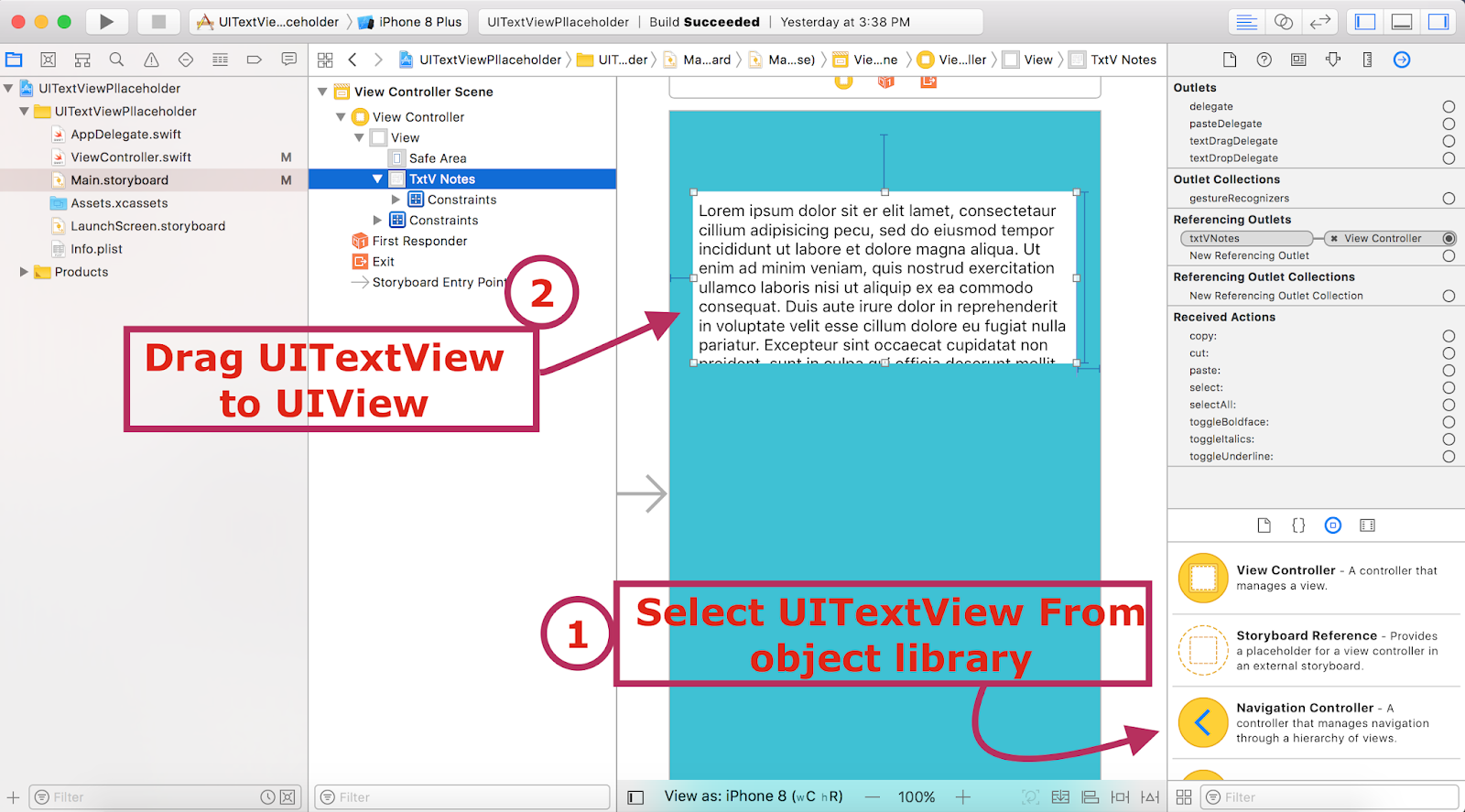 Set placeholder to UITextView in swift4 iOS Tutorial Junction