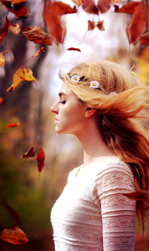 Wallpaper Blonde girl in autumn leaves flying wind 1920x1440 HD Wallpaper Blonde girl in autumn leaves flying wind 1920x1440 HD