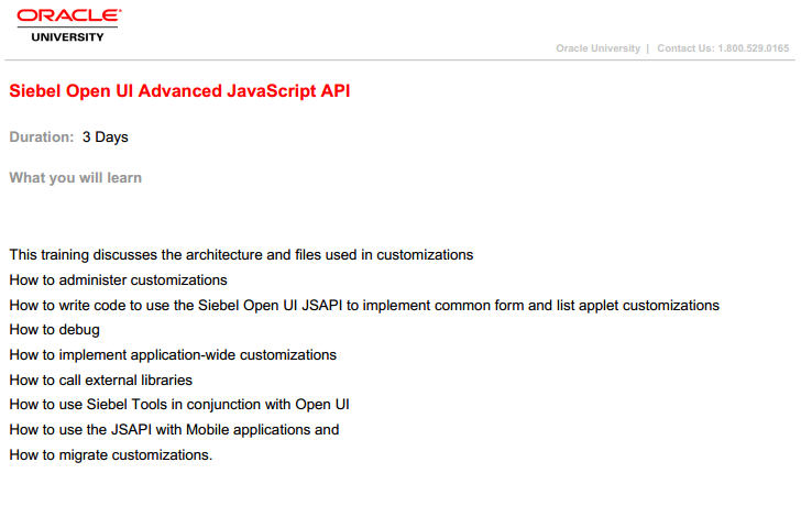 New Oracle University Course: Siebel Open UI Advanced JavaScript API