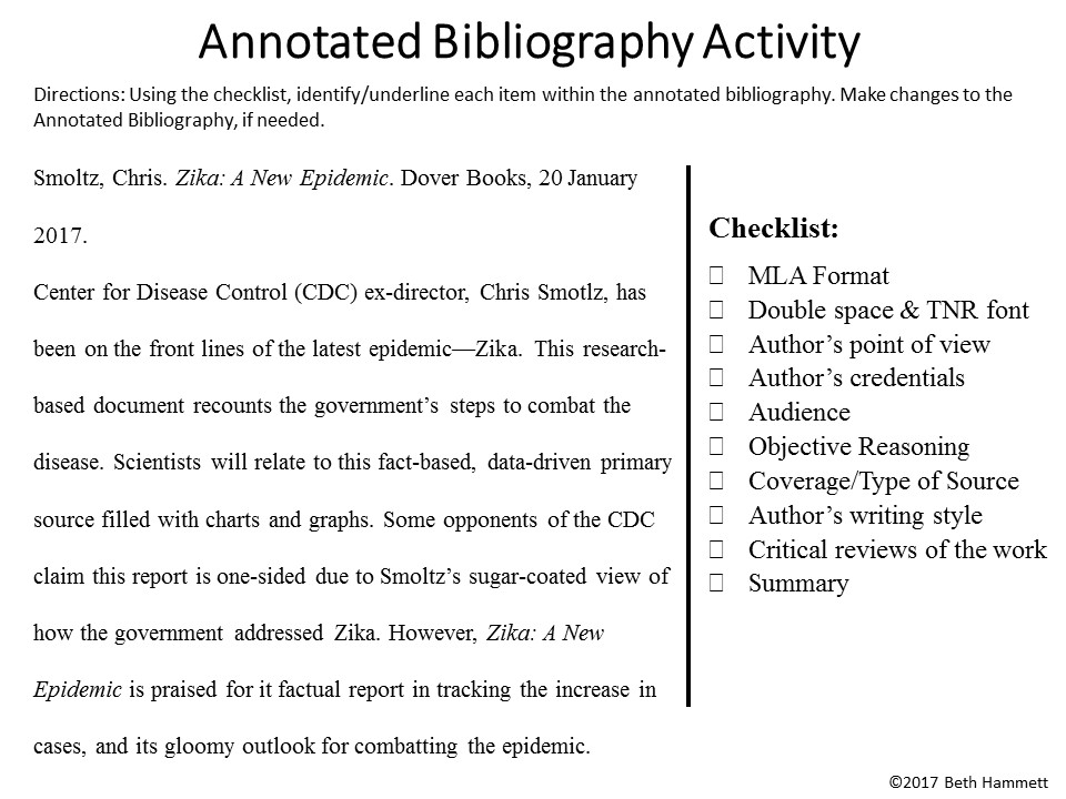 Educator Helper By Beth Hammett Writing An Annotated Bibliography Step 