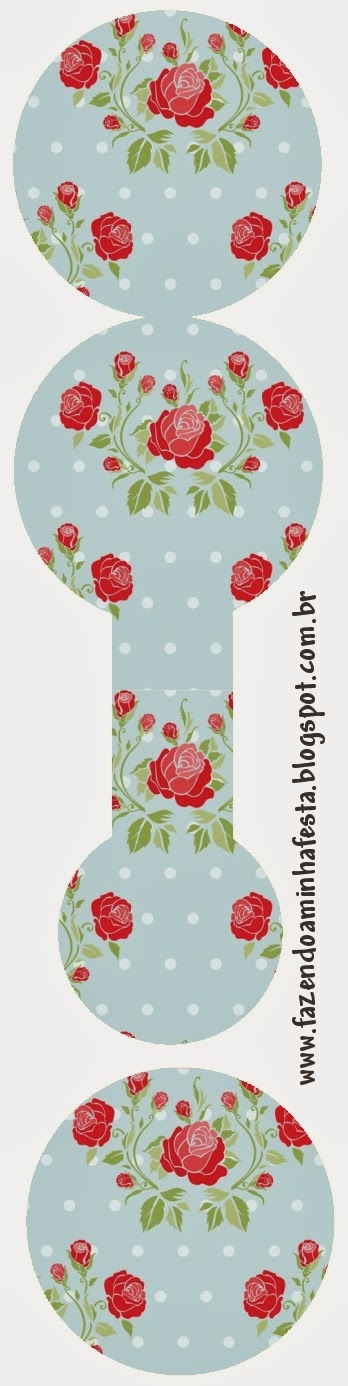Rosas Rojas en Fondo Celeste: Invitaciones para Imprimir Gratis. Tarjetas con forma de sonajero.