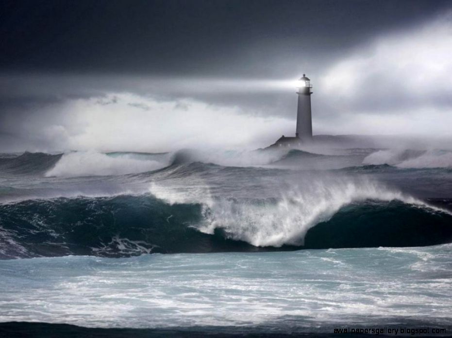 Oceans Turbulent Waters Ocean Large Waves Stormy Lighthouse Wave