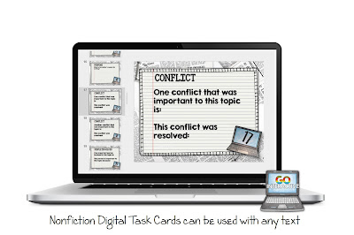 These nonfiction task cards are great for your 4th, 5th, 6th, 7th, 8th, 9th, 10th, 11th, or 12th grade students to get more nonfiction or informative reading and writing skills in! Click through to learn more and get your own copy today!