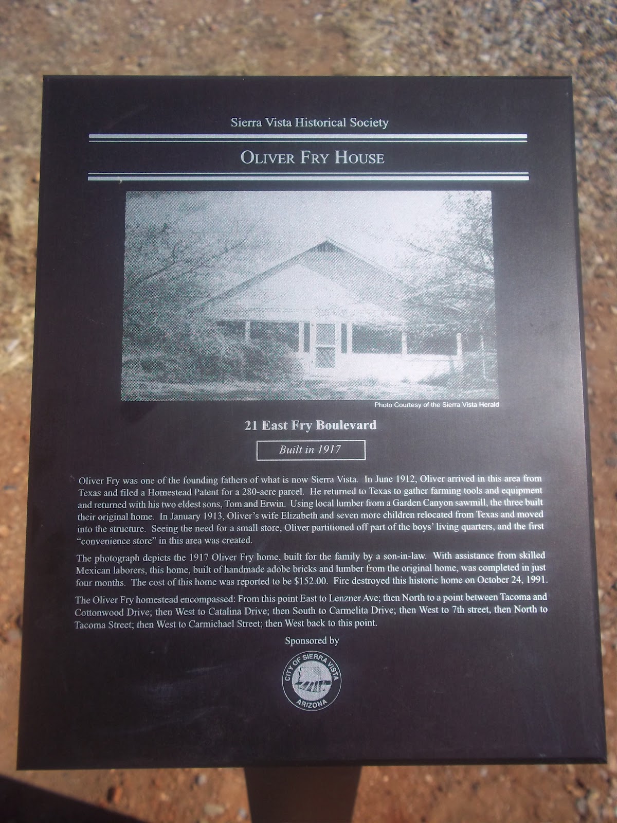 AZ GhostTowns Sierra Vista Historical Plauques part 1