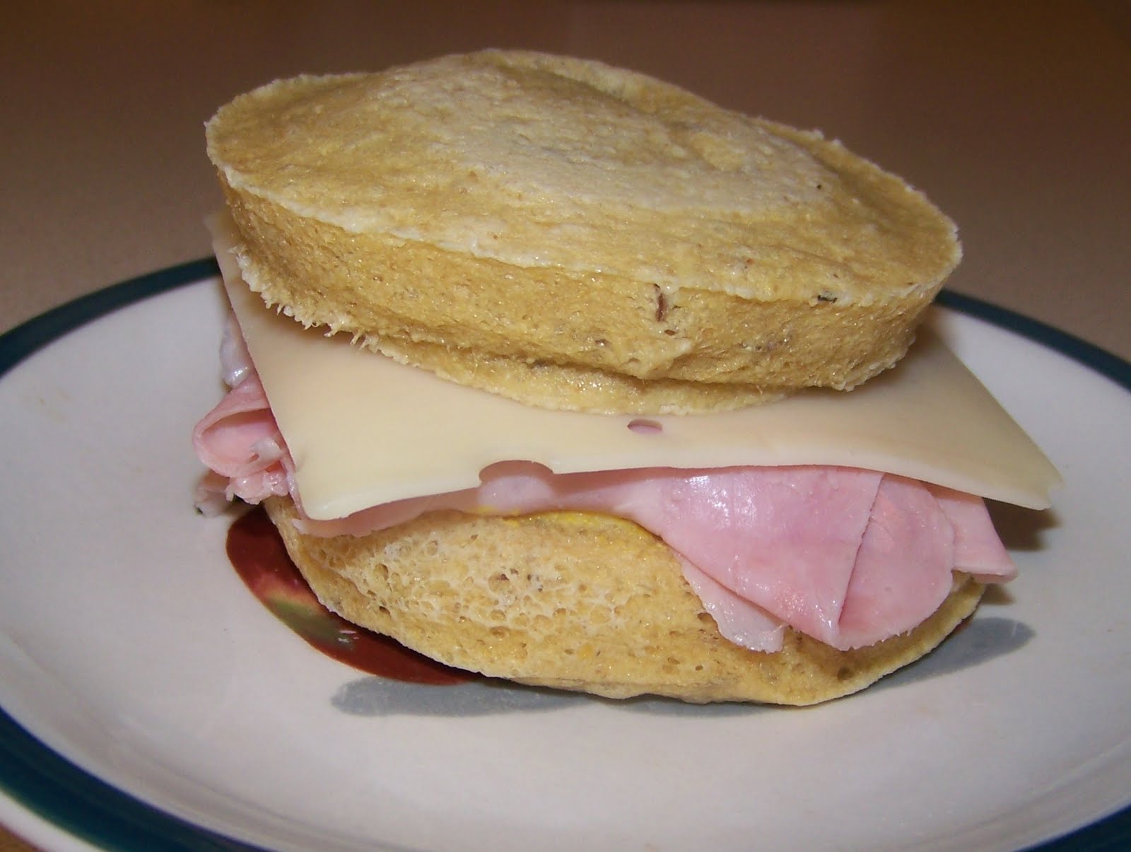Ginny's Low Carb Kitchen Ham and Cheese on "Rye"