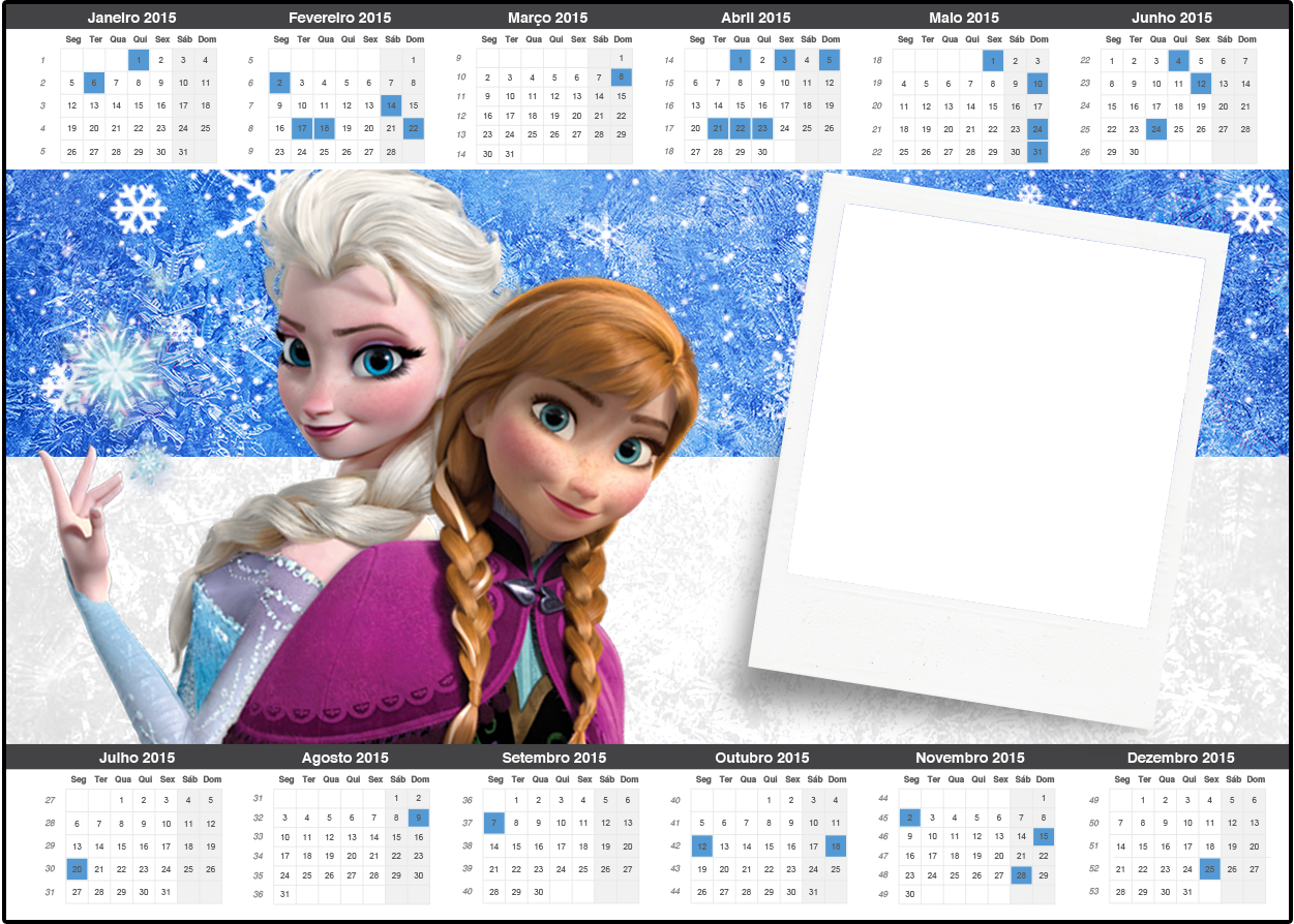 Frozen Nevando: Imprimibles Gratis para Fiestas. Calendario 2015