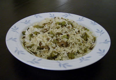 Live to eat: Rice and green beans تمن لوبيا