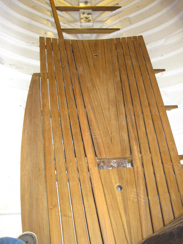 CKD Boats Roy Mc Bride A 1956 Dragon gets new teak cockpit floor grates