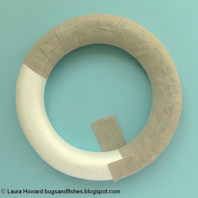 DIY April Felt Flowers Spring Wreath Tutorial wrap the wreath base with the fabric strips