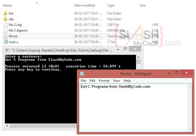 C program to add new line in existing file fprintf slashmycode