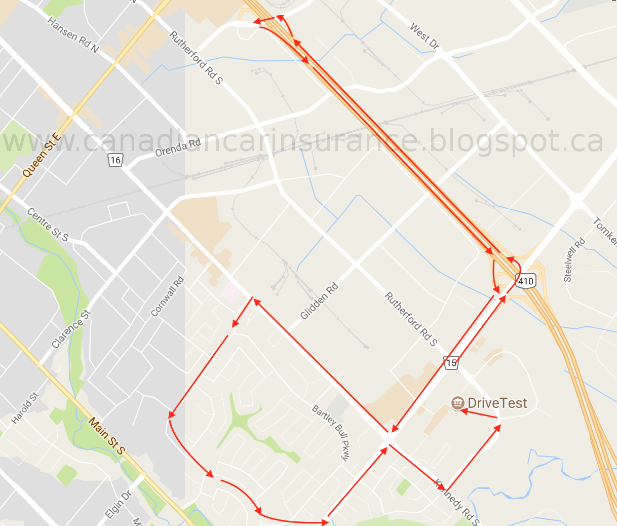 Prepare for Brampton G Road Test Route Map