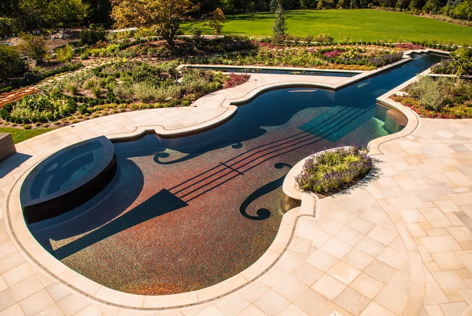 Amazing and Incredible Magnificent Violin Shaped Swimming Pool