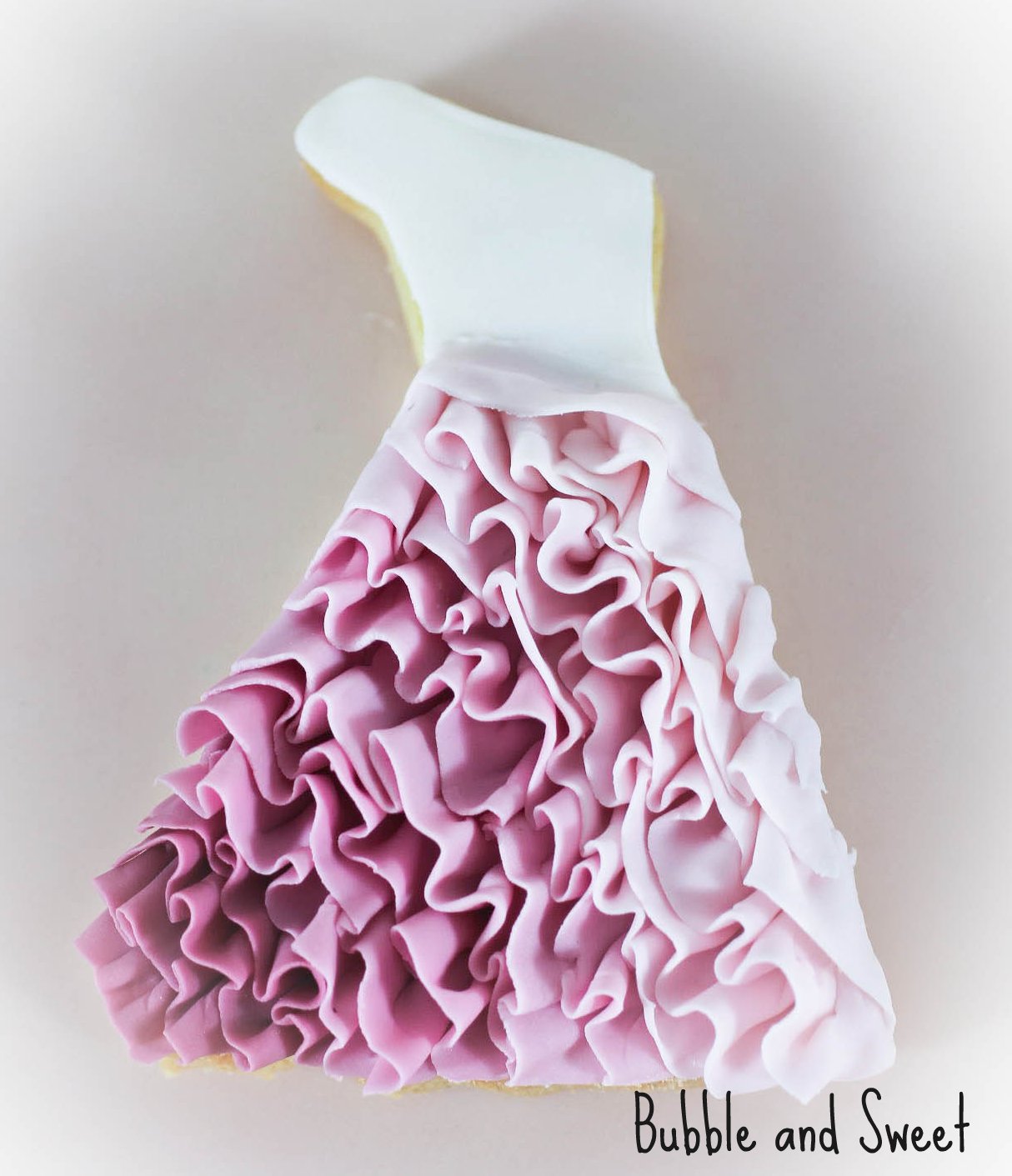 Bubble And Sweet Pink Ombre Ruffled Dress Cookie Tutorial These Here Are The Pink Ombre Ruffle Dress Cookies I Made Up To Match Cake For A Fashion Inspired Birthday Party