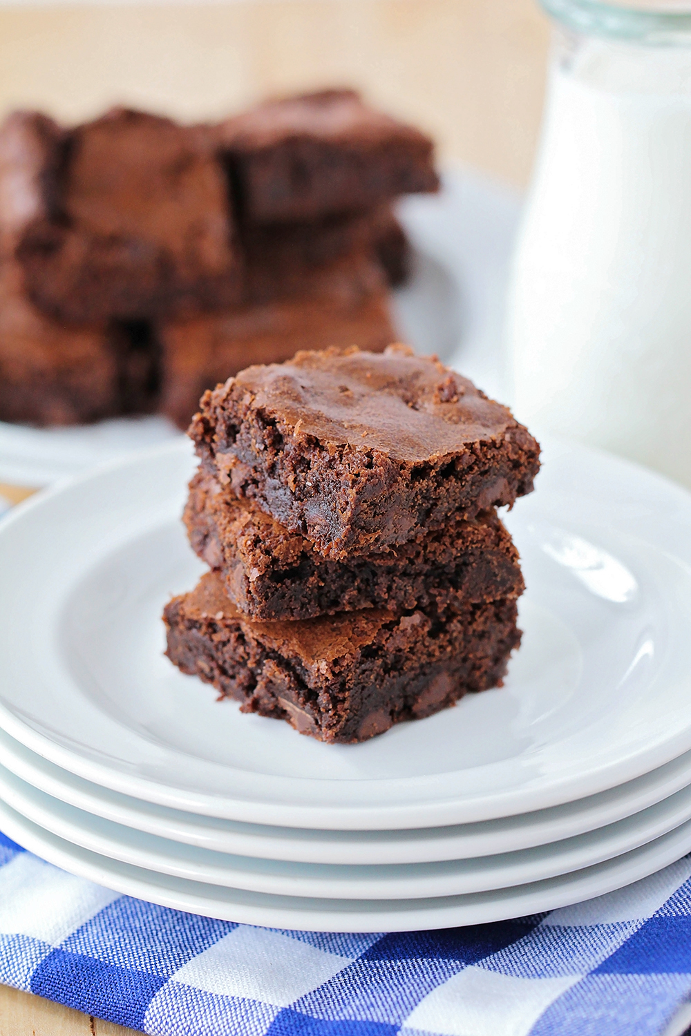 These chewy and fudgy brownies are so rich and decadent, and take just a few minutes to mix up. They're perfect for satisfying those chocolate cravings any time!