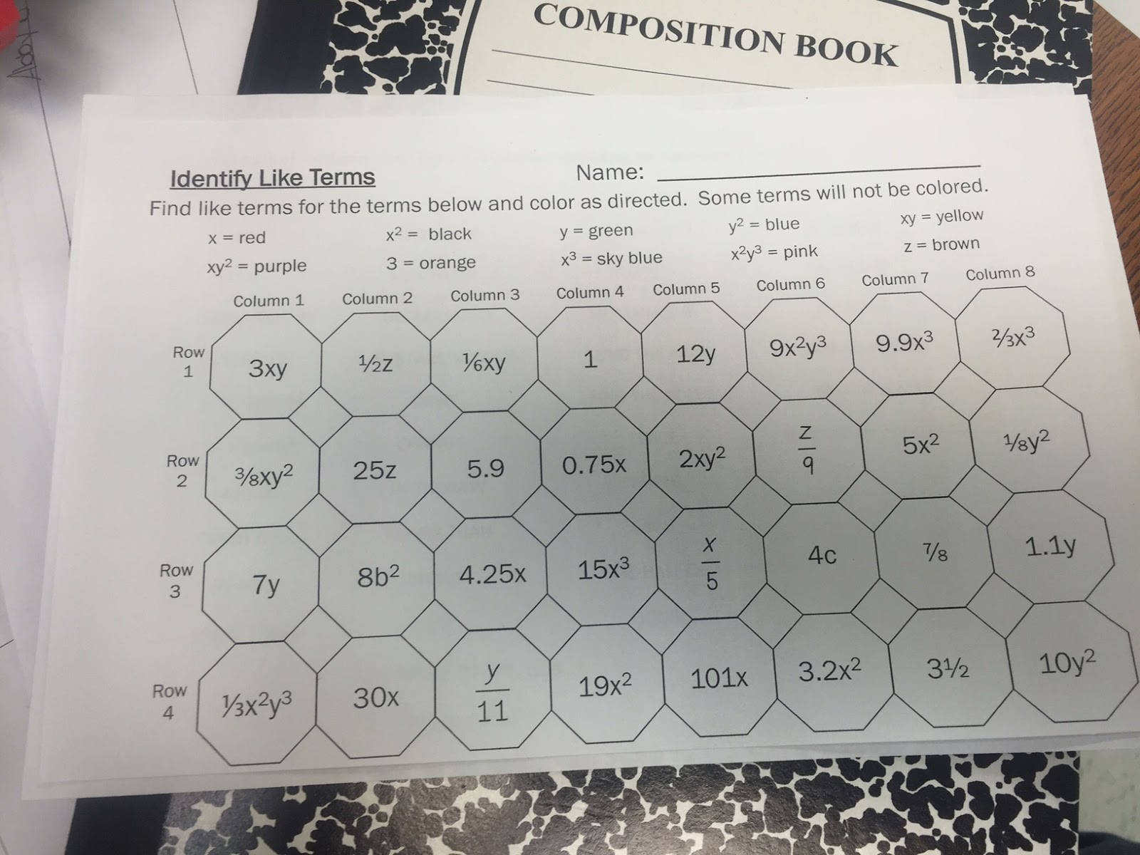 Mrs. White's 6th Grade Math Blog: COMBINING LIKE TERMS PRACTICE