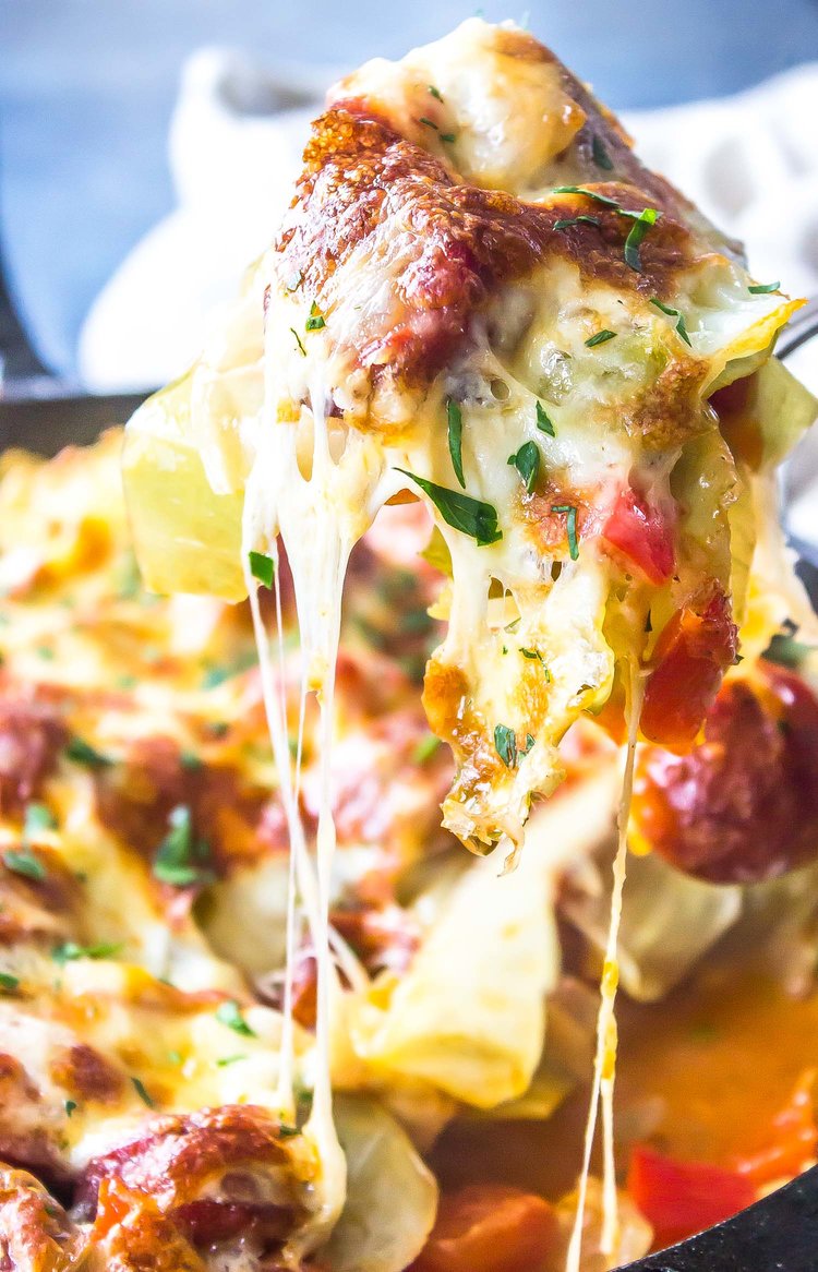 Keto Cheesy Cabbage Sausage Skillet Sahara's Cooking