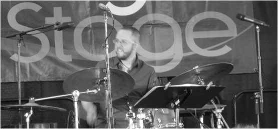 Juan Pastor - drums - Beveled - 2015 Chicago Jazz Festival  | Photograph by Tom Bowser