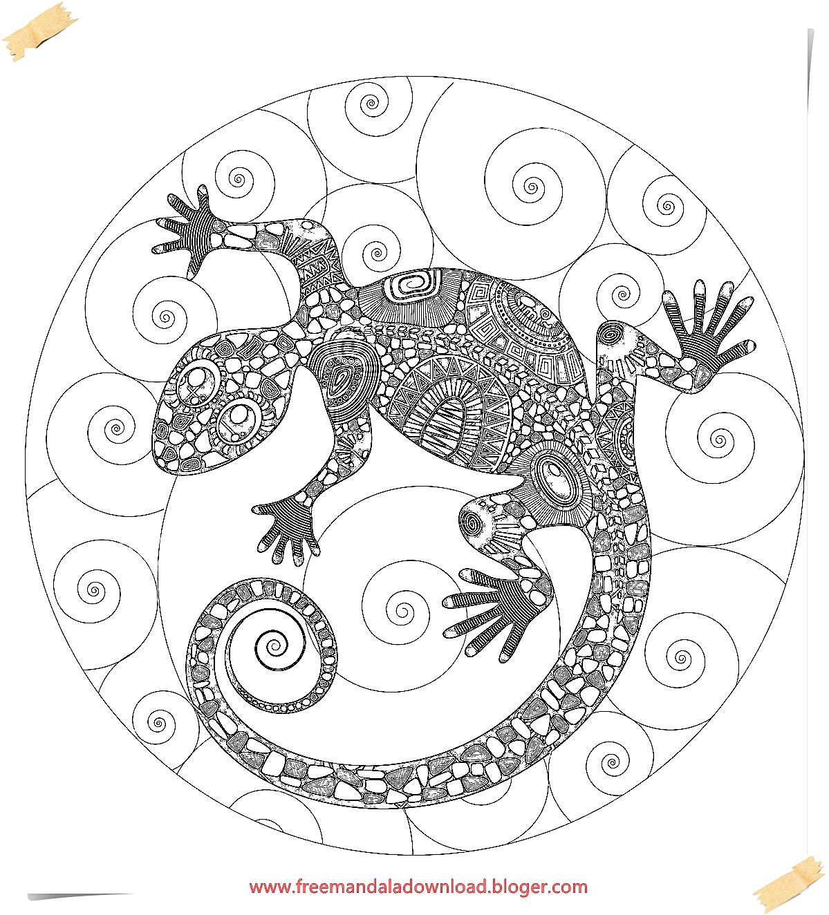 Lizard Mandala Malvorlagen-Lizard Mandala coloring page - Free Mandala