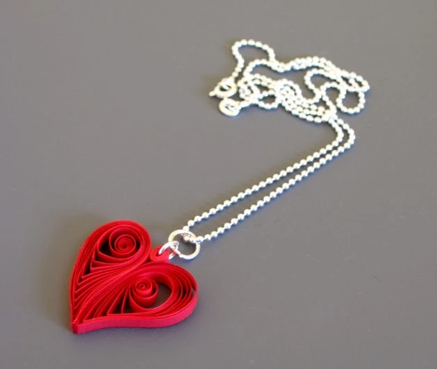Quilled Heart Pendant - paper jewelry by Ann Martin