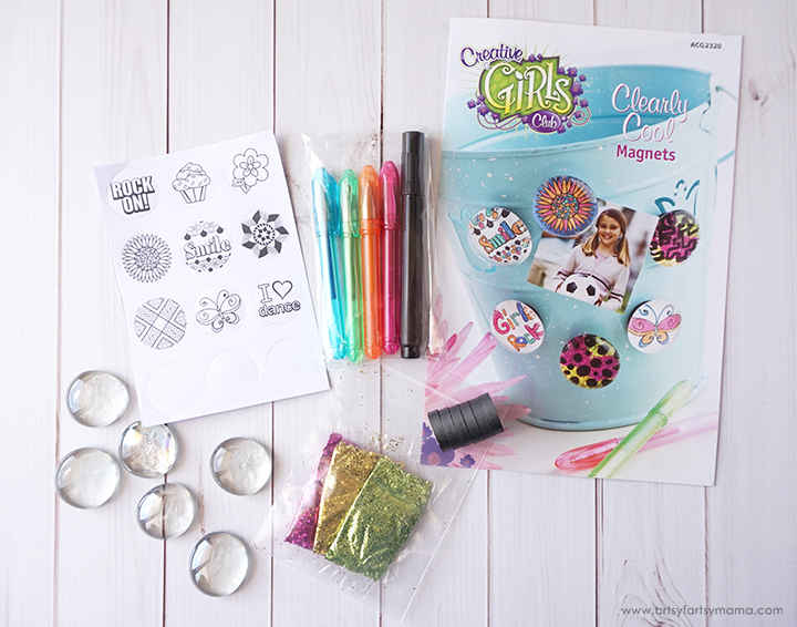 Encourage girls to make DIY Glass Gem Magnets with this kit from Creative Girls Club!
