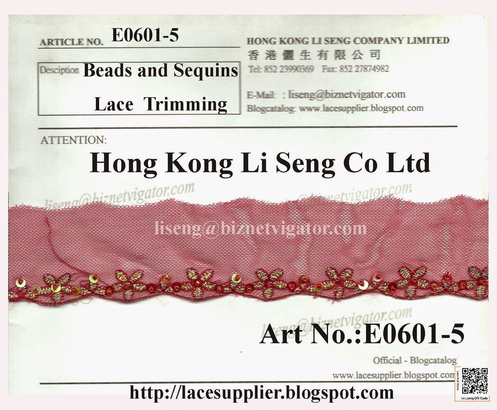 Beads and Sequins Lace Trims Factory - Hong Kong Li Seng Co Ltd