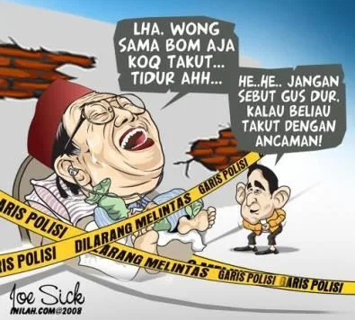 karikatur gusdur takut sama bom tidur ahhh