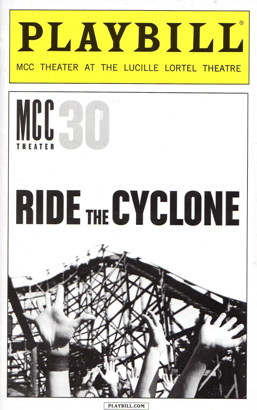 THEATRE'S LEITER SIDE 110. Review RIDE THE CYCLONE (seen December 3
