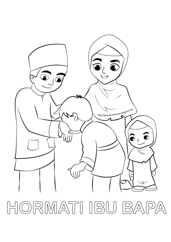 Poster mewarna Hormati Ibu Bapa Gambar  Mewarna