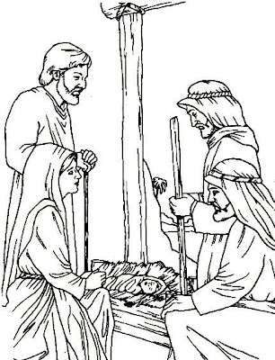Dibujo del Nacimiento de Jesús para colorear, pintar o imprimir