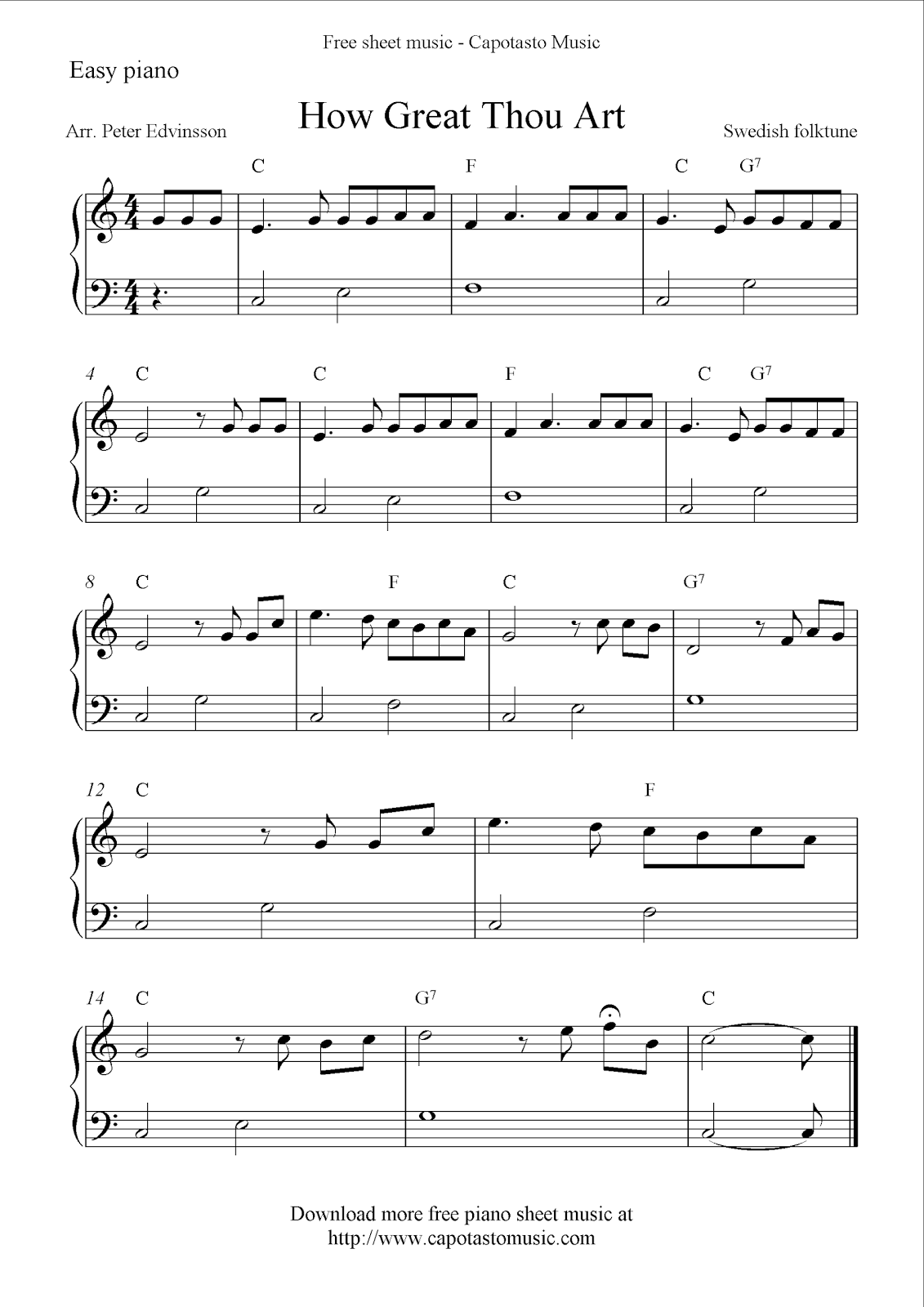 Piano Sheet Music For Free Printable