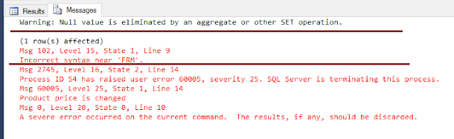 Dinesh's Blog :::: Being Compiled ::::: SQL Server Error Severity Levels
