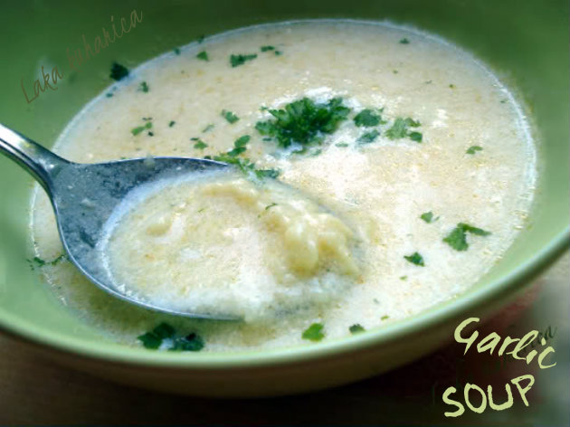 Garlic soup by Laka kuharica: delicious soup with just a hint of garlic is mild, creamy and smooth.