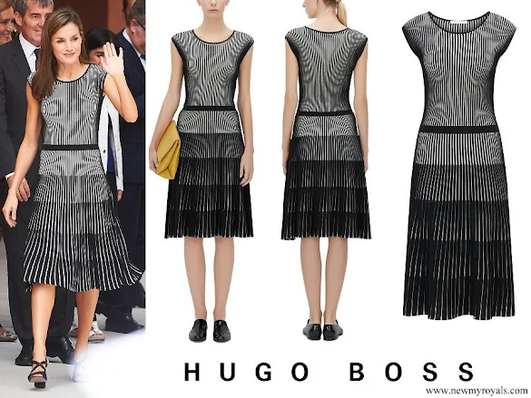 Queen Letizia wore  Hugo Boss Franca Stretch Cotton Dress