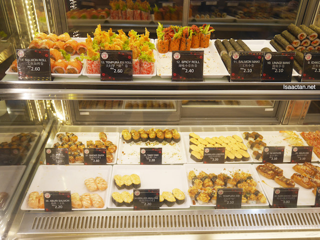 Choose what you like, with most of the sushis going for less than RM3 per piece