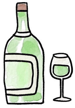白ワインのイラスト「ボトルとグラス」