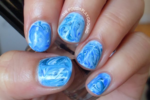 The Polish Playground: Blue Water Marble Nails