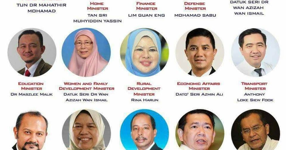 Senarai Menteri Kabinet Malaysia 2018 - Pakatan Harapan 