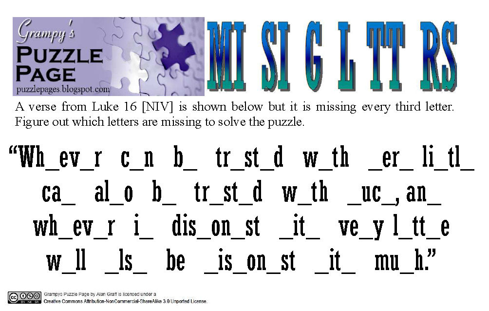 Grampy's Puzzle Page: Missing Letters: Luke 16
