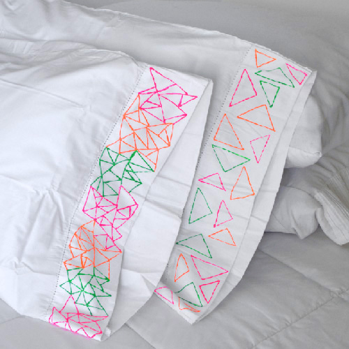 iLoveToCreate Blog Puffy Paint Faux Embroidery Pillowcases